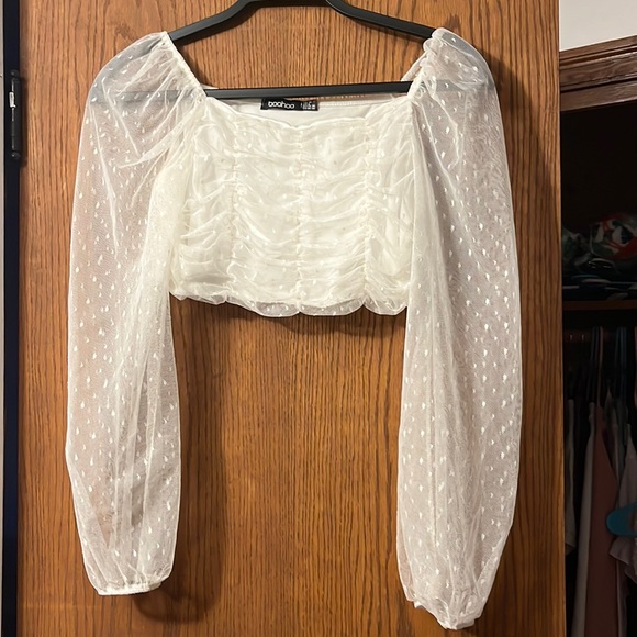 Polka dot boohoo long sleeve crop top - Picture 2 of 2